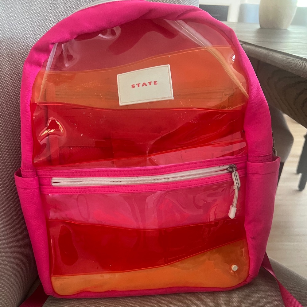 State Backpack Orange Pink Zigzag